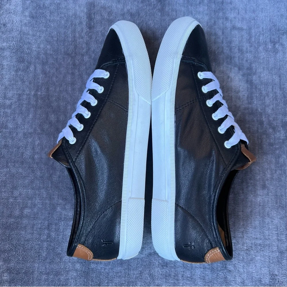 FRYE Gia Leather Platform Women’s Sneakers Sz 9 M Low Top Black Lace Up Casual - Picture 10 of 13